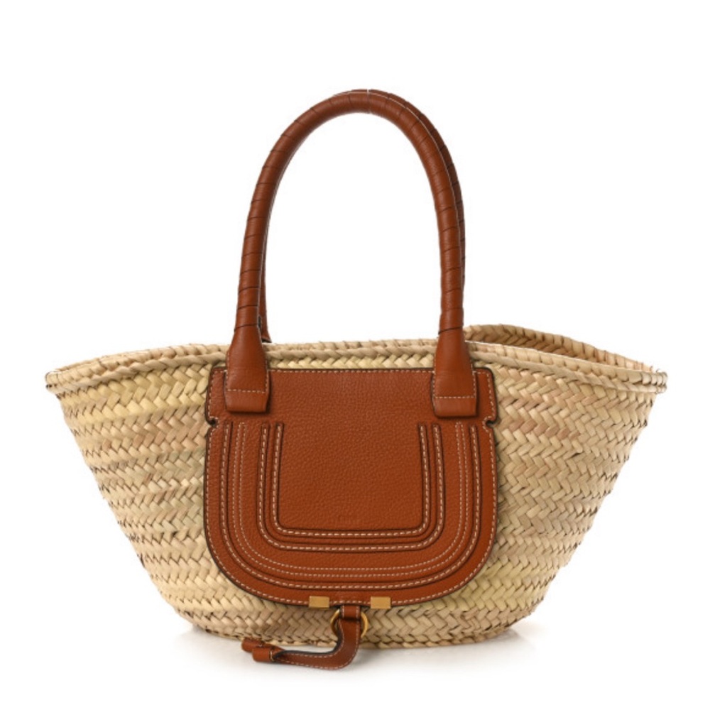 Authentic CHLOE Rafia Brown Woven Tote Bag